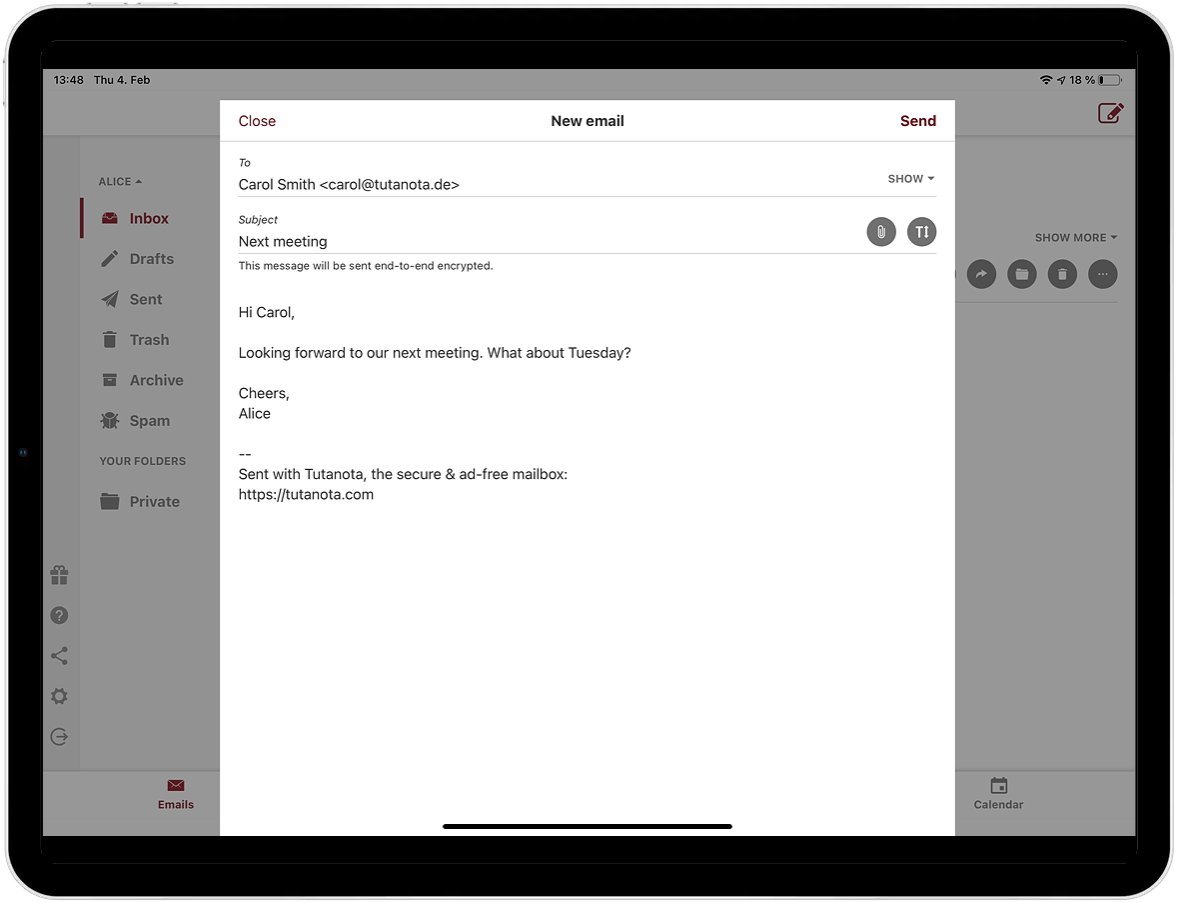 Screenshot of the GMX-Mail mailbox on an iPad.
